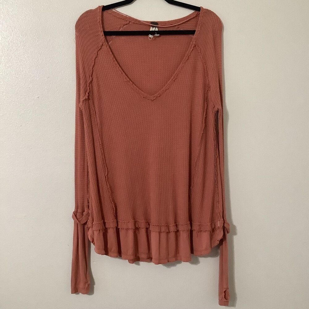 We the Free Laguna Thermal Tunic Top‎ Small Oversized Autumn Fall Pumpkin Orange